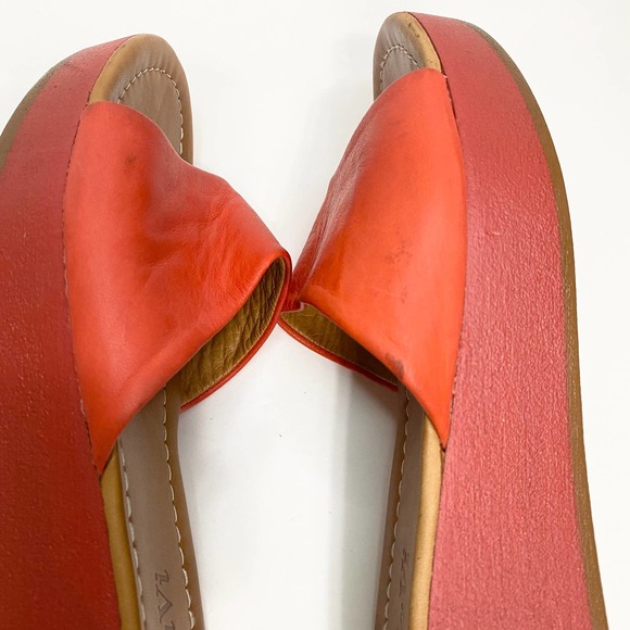 Bonavi Orange-Red Leather Platform Slides Size EU 40 - Picture 6 of 14